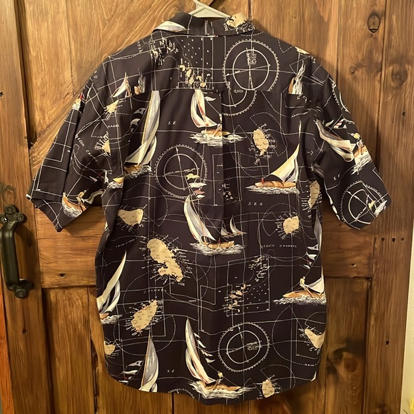 Vintage Nautica Mens Short Sleeve Button Down Medium Sail Boats - Picture 3 of 5